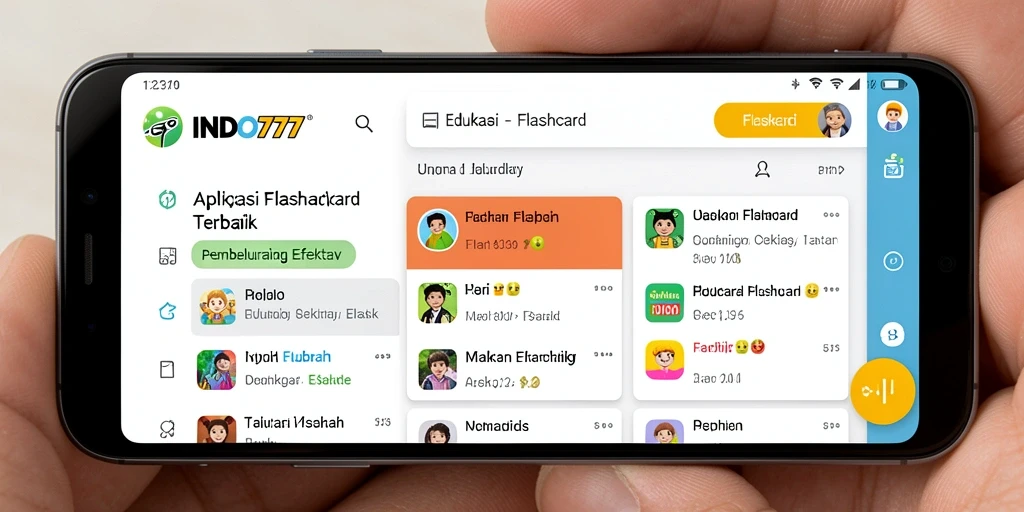 Antarmuka pengguna yang intuitif untuk belajar menggunakan Flashcard.