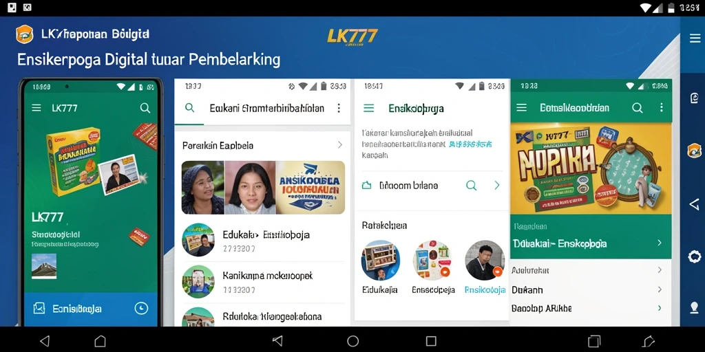 Tampilan antarmuka aplikasi Ensiklopedia LK777 yang menarik.