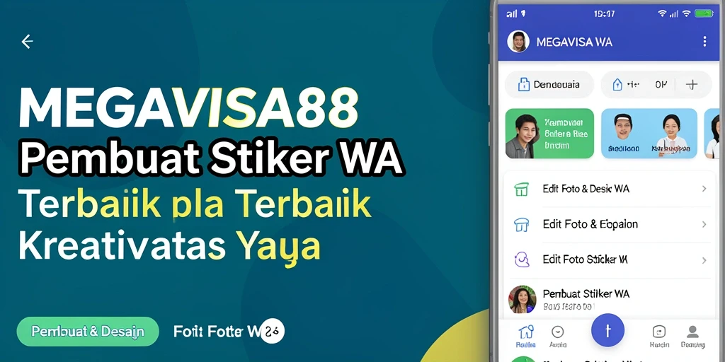 Antarmuka aplikasi MEGAVISA88 untuk membuat stiker WA yang menarik.